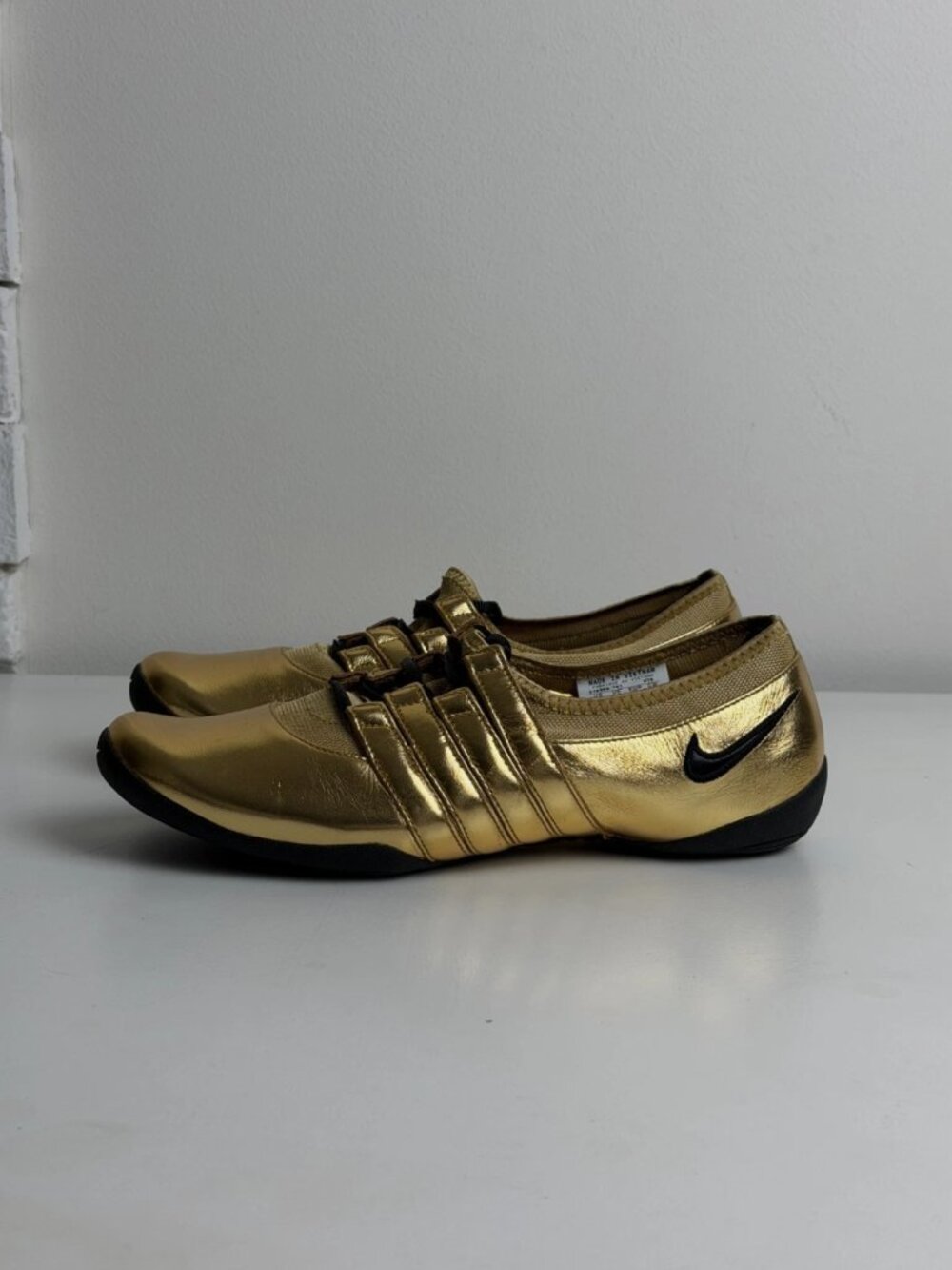 Nike Prep Premium Y2K Vintage Gold Metallic Ballet Flats Sneakers Women's US 8